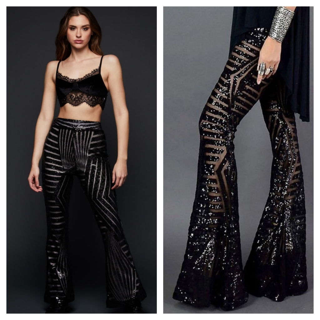 Nwot Black Sequin Flare Pants